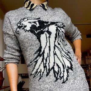 Raven / Hawk knit black and white sweater